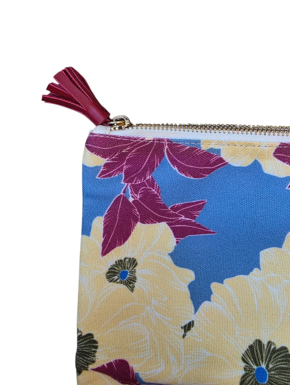 Rachel Pally Floral Canvas Foldover Clutch Pouch with Tassel